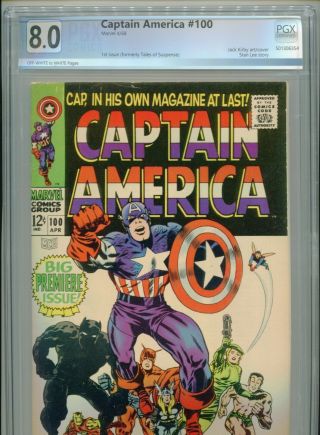 1968 Marvel Captain America 100 Origin Retold 1st Sa Solo Pgx 8.  0 Ow - W Cgc It