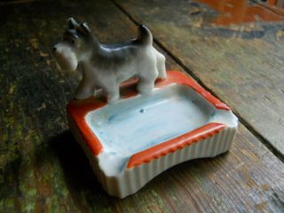 Antique Glass Scottie Dog Ash Tray Made In Japan