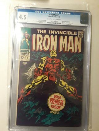 Iron Man 1 Cgc Graded 4.  5 (marvel 1968) 1st Solo Iron Man