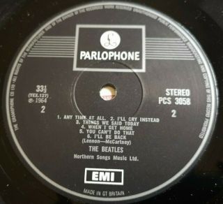 The Beatles Lp A Hard Days Night Uk Parlophone 1 Box Emi Press Near,