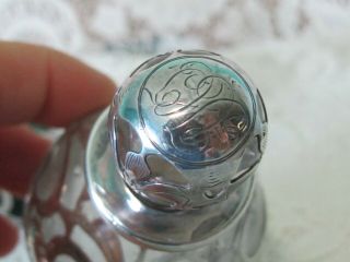 (2) Vintage Sterling Silver Overlay Green & Clear Glass Perfume Bottle Bottles 4