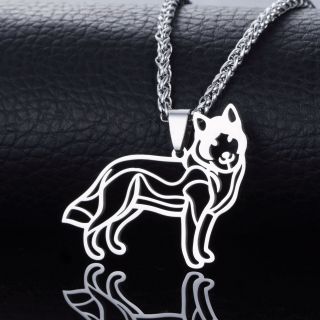 Stainless Steel Siberian Husky Huskies Chukcha Chuksha Sibe Dog Pendant Necklace