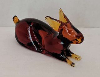 Vintage Art Glass Amber Rabbit Figurine