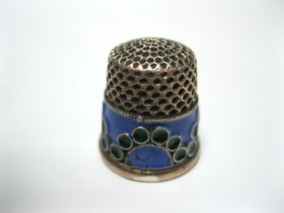 Vintage Russian Enameled Silver Thimble Hallmarked 1927 - 1957 stamp Head 916 USSR 3