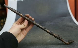 Chinese Bronze Dragon Old - fashioned Smoke Rod Tobacco Pipe Smoking Paraphernalia 4