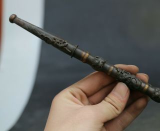 Chinese Bronze Dragon Old - fashioned Smoke Rod Tobacco Pipe Smoking Paraphernalia 5