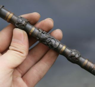 Chinese Bronze Dragon Old - fashioned Smoke Rod Tobacco Pipe Smoking Paraphernalia 8