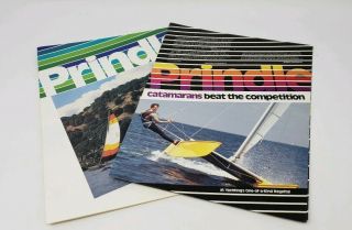 (2) Vintage Prindle Catamaran Sailboat Brochure - 1980 - Fold - Out Poster