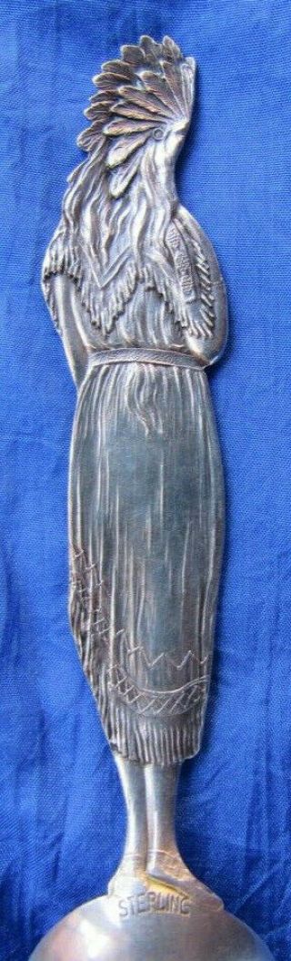 ml - 0003.  Sterling Silver Souvenir Spoon.  Full Figure Indian Maid – Pocahontas 3