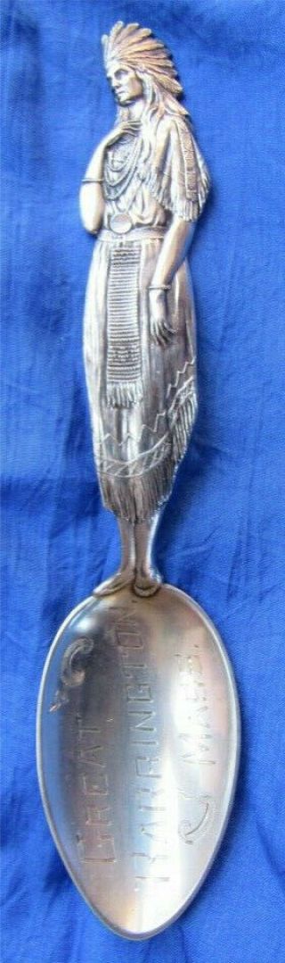 ml - 0003.  Sterling Silver Souvenir Spoon.  Full Figure Indian Maid – Pocahontas 5