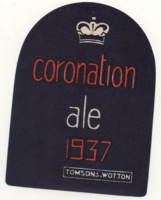 Old Beer Label/s - Uk - Tomson & Wotton - 1937 Coronation - 94mm Tall