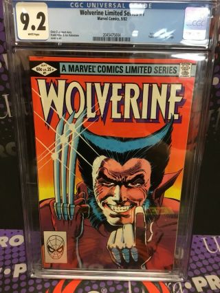 Wolverine 1 Limited Series Direct Marvel Comic Sep 1982 Cgc 9.  2 White Pages Nm -