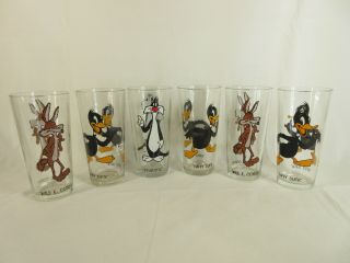 6 Assorted Vintage 1973 Warner Brothers Looney Tunes Character Pepsi Glasses