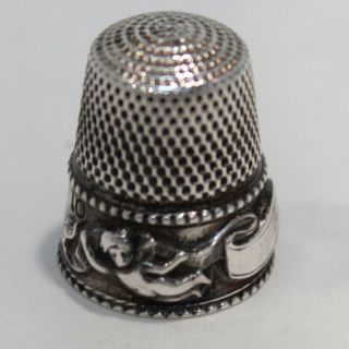 Antique Stern Brothers Sterling Silver " Cupid Special " Thimble Size 10 1900 " S