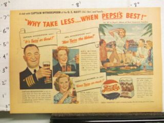 Newspaper Ad 1949 Pepsi Cola Soda Capt Maurice Witherspoon Us Navy Chaplain