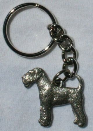 Airedale Terrier Dog Fine Pewter Keychain Key Ring