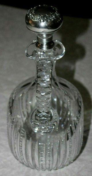 Early 1900 ' s American Brilliant Glass Decanter & Gorham Sterling Silver Stopper 2