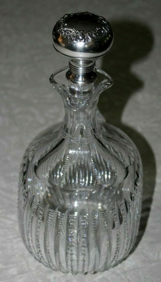 Early 1900 ' s American Brilliant Glass Decanter & Gorham Sterling Silver Stopper 3