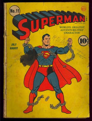 Superman 11 Unrestored Early Golden Age Dc Superhero Comic 1941 Gd