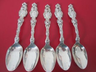 5 - Lily 1902 - Whiting - Sterling - 5 7/8 In Teaspoons - 5.  1 Toz