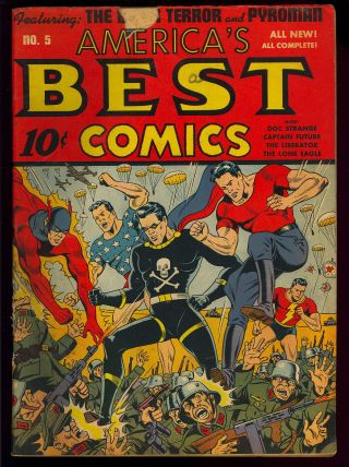 America’s Best Comics 5 Black Terror Nazi Wwii Cover Nedor 1943 Vg -