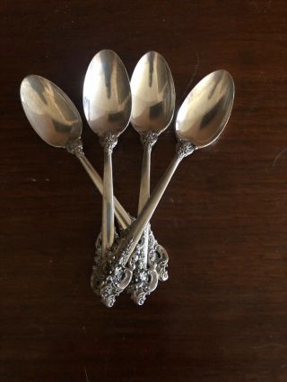 Four Wallace Grande Baroque Sterling Silver Tea Spoon 6 1/8 Inches No Monogram