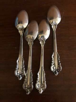 Four Wallace Grande Baroque Sterling Silver Tea Spoon 6 1/8 inches No monogram 4
