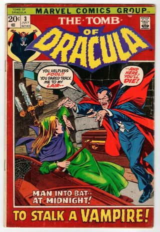 Marvel - Tomb Of Dracula 3 - Colan Art - Vg 1972 Vintage Comic