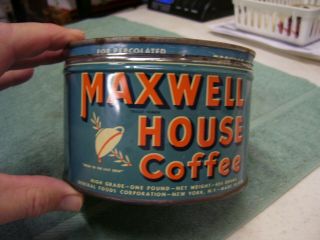 Vintage Maxwell House 1 Lb Coffee Can Tin Advertising (c)