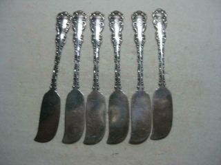 6 Antique Whiting Sterling Silver 5 3/4 " Butter Spreader Louis Xv 116 Grams Mono