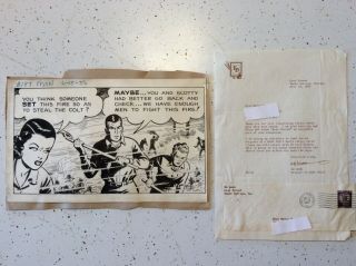 Mark Trail Daily Comic Strip signed by Ed Dodd 1956 2 comics w/ letter 2