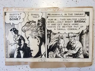 Mark Trail Daily Comic Strip signed by Ed Dodd 1956 2 comics w/ letter 3