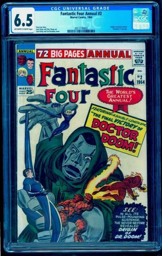 Fantastic Four Annual 2 Cgc 6.  5 Ow White Origin Doctor Doom Bright Unmarked