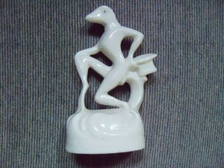 White Ceramic Lizard / Frog /salamander Figure W/ Top Hat