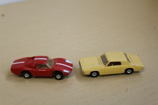 2 Vintage Aurora Toy Cigar Box Diecast Cars - Ford Thunderbird/porsche 904