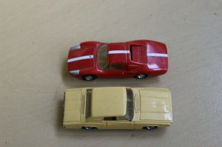 2 Vintage Aurora Toy Cigar Box Diecast Cars - Ford Thunderbird/Porsche 904 3
