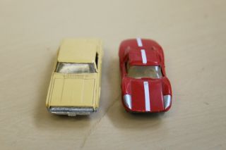 2 Vintage Aurora Toy Cigar Box Diecast Cars - Ford Thunderbird/Porsche 904 4
