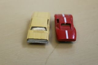 2 Vintage Aurora Toy Cigar Box Diecast Cars - Ford Thunderbird/Porsche 904 5