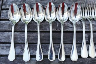 Set 6 Christofle Albi Silver - Plate Table Dinner Spoons France Vgc