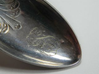 Rare Antique SWEDISH Sterling Silver Tea Caddy Spoon with Nobility Monogram 2