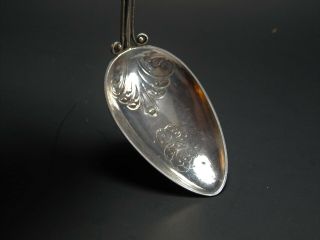 Rare Antique SWEDISH Sterling Silver Tea Caddy Spoon with Nobility Monogram 4
