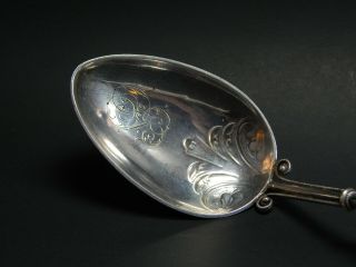 Rare Antique SWEDISH Sterling Silver Tea Caddy Spoon with Nobility Monogram 6