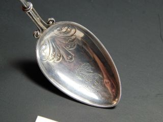 Rare Antique SWEDISH Sterling Silver Tea Caddy Spoon with Nobility Monogram 7