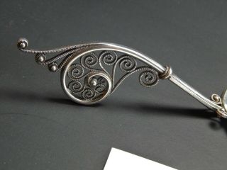 Rare Antique SWEDISH Sterling Silver Tea Caddy Spoon with Nobility Monogram 8