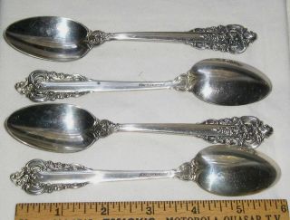 4 Wallace Grande Baroque Sterling Silver 6 1/4 Teaspoons Pierced Handle Spoon