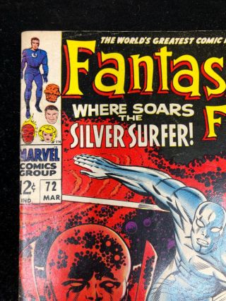 Fantastic Four 72 1968.  Silver Surfer & Watcher Appearance.  VG 4.  0 2