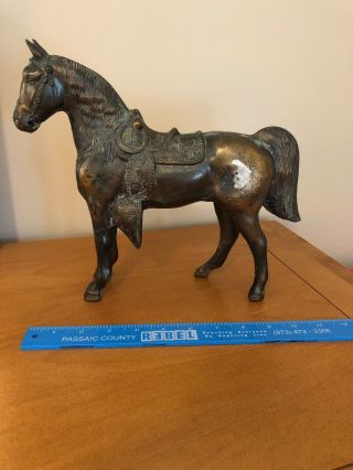 Vintage Carnival Prize Prizes Cast Pot Metal ? Brass ? Toy Horse Horses 11 X 10