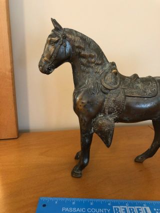 Vintage Carnival Prize Prizes Cast Pot Metal ? Brass ? Toy Horse horses 11 x 10 2