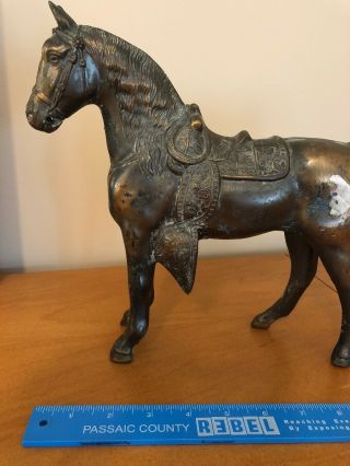 Vintage Carnival Prize Prizes Cast Pot Metal ? Brass ? Toy Horse horses 11 x 10 3