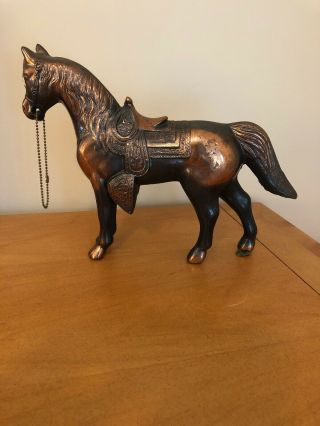 Vintage Carnival Prize Prizes Cast Pot Metal ? Brass ? Toy Horse Horses 11 " X 8